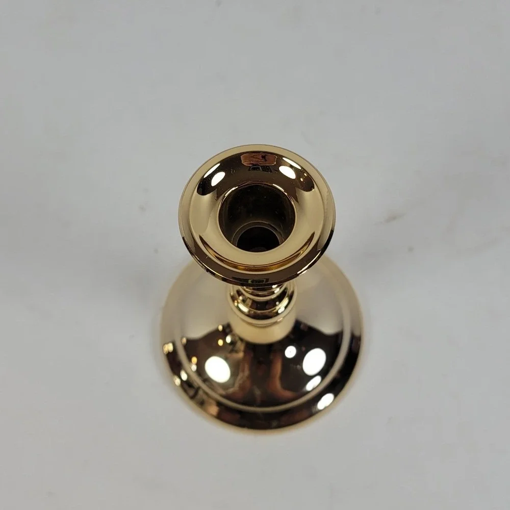Vintage Gold Brass Taper Candlestick Holder Tarnish Resistant Japan 6 Inch